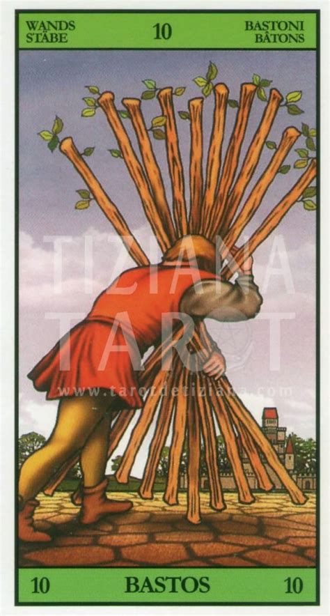 que significa el 10 de bastos en el tarot|Diez de Bastos en el tarot